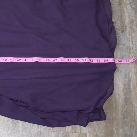 #LEVKOFF V-Neck Chiffon A-Line Gown in Plum Bridesmaid Prom Dress - Picture 6 of 8